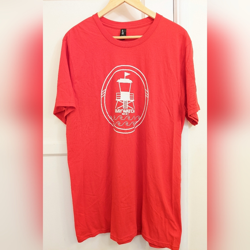 Baywatch Tshirt L red & white 2017 promo retro film swag limited edition new